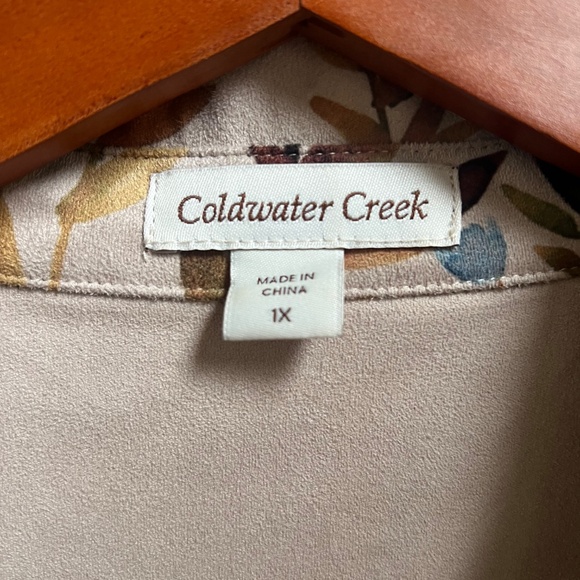 Coldwater Creek Button Up Leaf Print Velvety Shacked Women's Plus size 1X - Picture 2 of 7